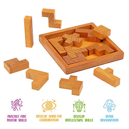 Wooden Brain Teaser Puzzles for Kids Children & Adults. New Level of Challenge for Those who Love Good Mental Workout - style: Classic