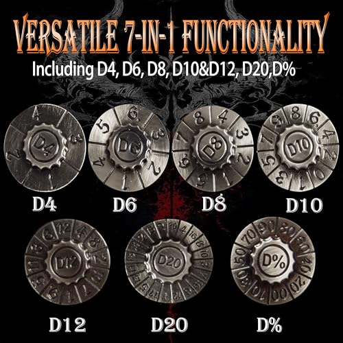 Metal DND Dice Set 7-in-1 Spinner with Dragon Case - Silver | Foldable polyhedral dice, for Dungeons & Dragons RPG games, Premium metal spinner,3D dragon, storage case included - color: Silver