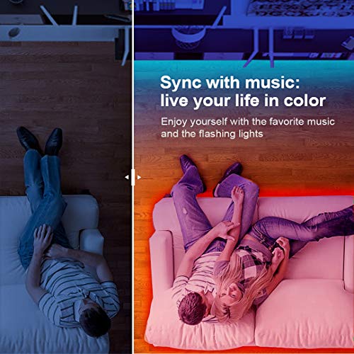 GUPUP 50 FT LED Strip Lights,Bluetooth LED Lighting for Bedroom, Color Changing Light Strip with Music Sync, Phone Controller and IR Remote(APP+Remote +Mic) | Color Changing Light Strip with Music Sync, Phone Controller and IR Remote(APP+Remote +Mic) - si