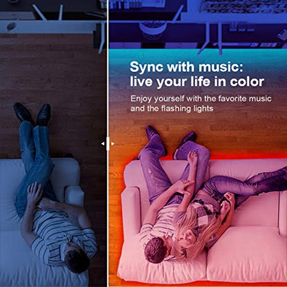 GUPUP 50 FT LED Strip Lights,Bluetooth LED Lighting for Bedroom, Color Changing Light Strip with Music Sync, Phone Controller and IR Remote(APP+Remote +Mic) | Color Changing Light Strip with Music Sync, Phone Controller and IR Remote(APP+Remote +Mic) - si