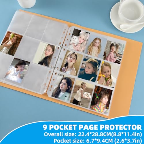 40 Pack 9 Pocket Card Sleeves Binder Sheets，Holds 720 Cards, Clear Trading Card Sleeve Pages Protector for 3 Ring Binder, Fit for Baseball,Football,Game,Business Cards - size: 40 pack