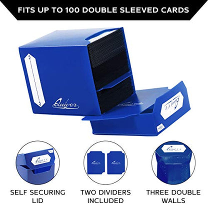Blue Trading Card Deck Block & Card Sleeves Bundle Fits Magic: The Gathering Cards & Other TCG - 100+ Standard Deck Box with 2 Dividers and 100 Artemis Blue Sleeves (66 x 93 mm) | 1 deck box 100+ with 2 dividers and 100 Artemis blue sleeves (66 x 93 mm),