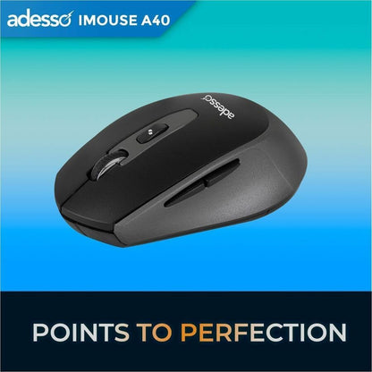 Adesso iMouse A40 Wireless Mouse, Bluetooth and 2.4GHz Dual Mode with USB-C Receiver, Copilot AI Hotkey, Quiet Click Switches, 3 Level DPI (1000/1600/2400), 6 Buttons for Windows and Mac