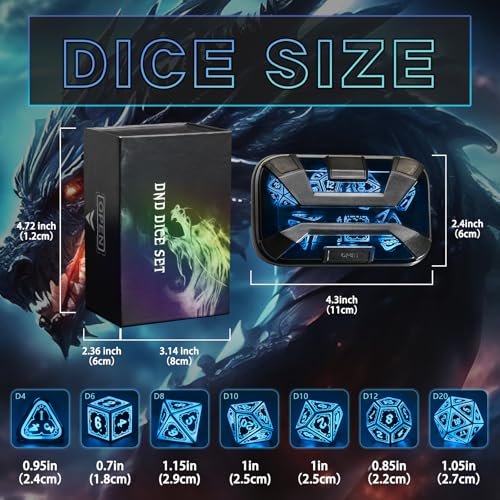 FONVGOGO DND Dice Set, Dungeons and Dragons Light Up Rechargeable LED Dice | D and D Glow in the Dark Dice with Charging Box for RPG Tabletop Games, DND Gifts for Ttrpg, Astral Shard Blue - color: Astral Shard Blue