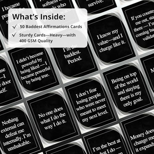 Isaac Liev Affirmation Cards for Women & Men – 50 Baddass Positive Motivational Inspirational Deck Quotes – Mindset- Cool Gifts for Him & Her, Best Friend, Coworkers, Office & Birthday - style: Baddest Affirmation