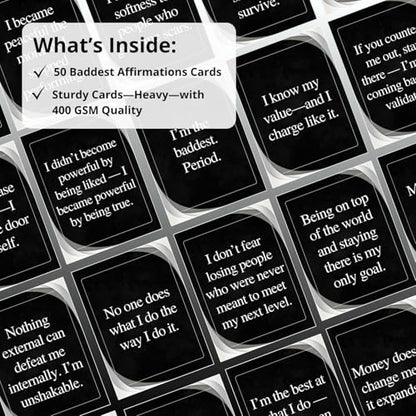 Isaac Liev Affirmation Cards for Women & Men – 50 Baddass Positive Motivational Inspirational Deck Quotes – Mindset- Cool Gifts for Him & Her, Best Friend, Coworkers, Office & Birthday - style: Baddest Affirmation