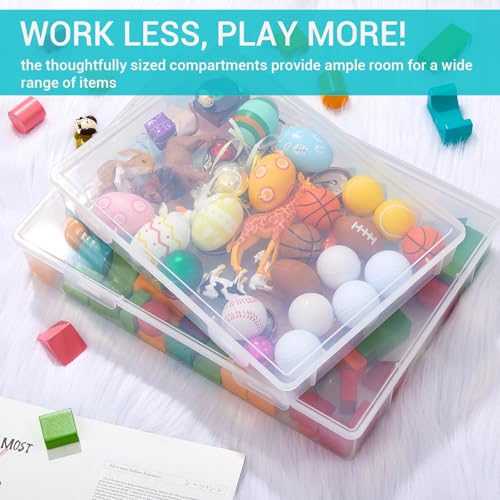 Gerrii 4 Pack Extra Large Board Game Storage Organizer Box, Plastic Storage Container 15"/ 12.8" with Latch Lid, Stackable Craft Paper Case for Puzzles, Cards, Chess Pieces, Art Supplies - size: 15"/ 12.8"