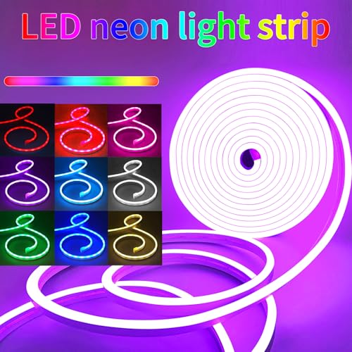 LED Neon Light 6.6ft，5V USB Powered LED Strip Light P65 Waterproof | Color Changing Rope Light with APP Control，RGB Rope Lights for Bedroom，Cabinet,Kitchen, DIY Lighting(with Adhesive Backing) - size: 6.6FT