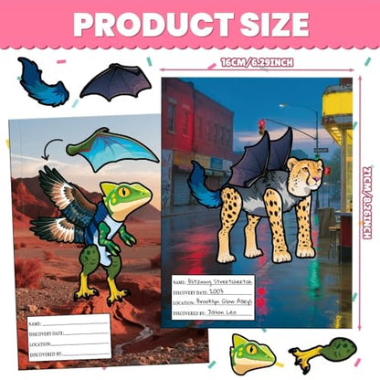 PARTYWIND Cryptid Construction Kit Sticker Book for Kids Age 3-5 | Build Your Own Animals, 16 Scenes, 11 Sheet Stickers, Airplane Travel Toys Essentials for Boys & Girls, Toddler Sticker Book