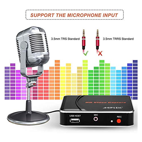 1080P HDMI Video Capture Card HD Game Recorder Compatible with Xbox One/360/ PS4/ Wii U/Nintendo Switch and Support Mic in for Commentary - No PC Required | Compatible with Xbox One/360/ PS4/ Wii U /Nintendo Switch and Support Mic in for Commentary - No P