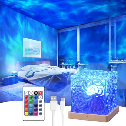 Ocean Wave Projector Light, 16 Color Rechargeable Ocean Lamp, with Power Touch Control and Remote Control Luminorthe Cube Lamp, Bringing You Romance and Tranquility(Charge) - color: Purple