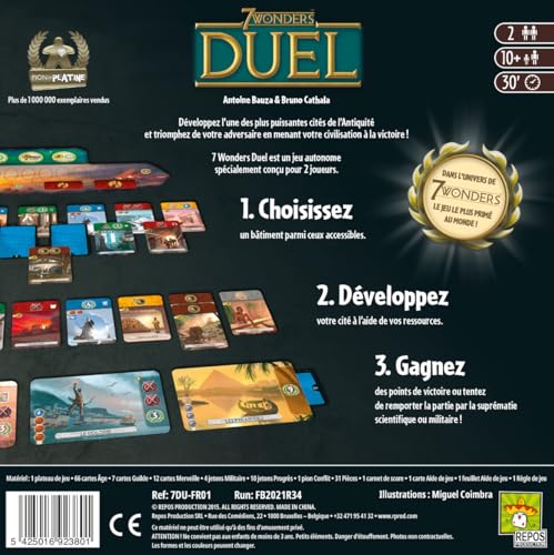 Asmodee 7 Wonders Duel Board Game BASE GAME - Intense Two-Player Battles in the Ancient World, Strategy Game for Kids and Adults, Ages 10+, 2 Players, 30 Minute Playtime