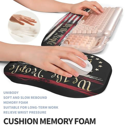 2-in-1 Ergonomic Set, Wave Keyboard Wrist Rest and Massage Slope Mouse Pad Wrist Support, Rebound Memory Foam for Relieve Carpal Tunnel Syndrome and Wrist Pain (Flag) - color: Flag