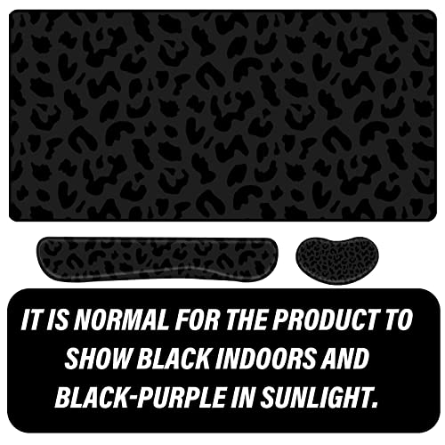 3Pcs Large Gaming Mouse Pad Desk Mat,Keyboard Mouse Wrist Rest Support Set,Extended Laptop Mouse Pad Memory Foam Non-Slip Base for Gamer Home Office(31.5x15.7in)-Black Leopard Cheetah - color: B1-Black Purple