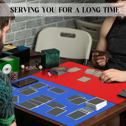 Ecally 4 Pcs Card Game Mats 24 x 14 Inch Playmat Table Smooth Playing Card Mat for TCG, Gameplay (Red,Blue) - color: Red, Blue