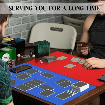 Ecally 4 Pcs Card Game Mats 24 x 14 Inch Playmat Table Smooth Playing Card Mat for TCG, Gameplay (Red,Blue) - color: Red, Blue