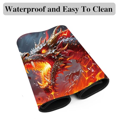 for MTG Playmat, for TCG Play Mat, 24 x 14 inches, Magic Game Card Mat Commander Playmat,Trading Card Inked Game Mat,Battle Game Rubber Non-Slip Mat - Fire Dragon - color: Fire Dragon
