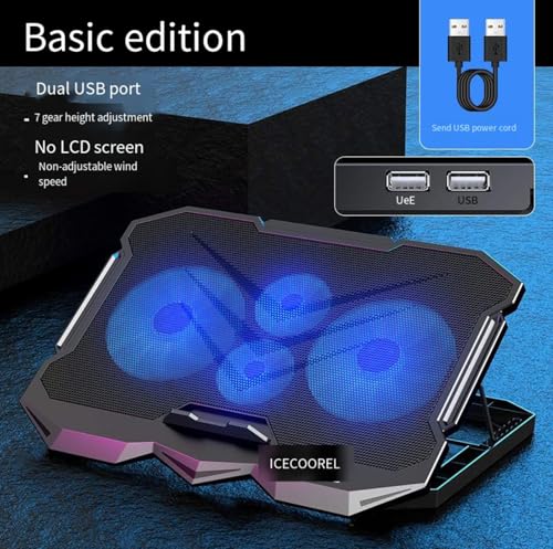 Cooling pad for Hp OMEN by HP 16-n0797nr 16-n0033dx Gaming laptops, Laptop Cooler with 4 Fans, LCD Display Screen, 4 Height, 2 USB-A Port Laptop Stand