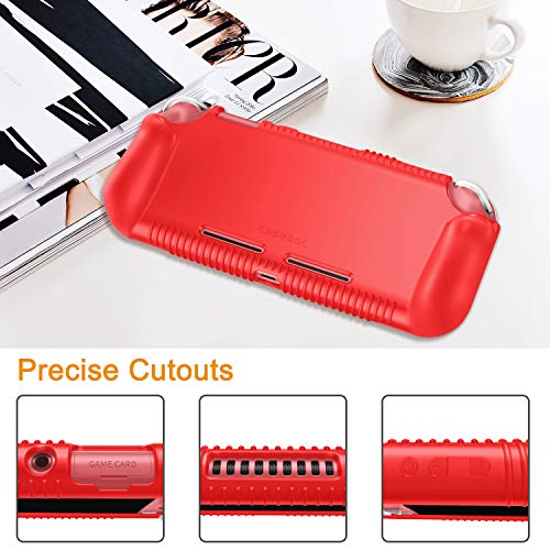 FINTIE Soft Silicone Protective Case for Nintendo Switch Lite 2019 | Ergonomic Grip, Anti-Slip, Shock-Absorption & Anti-Scratch, Lightweight Grip Case Cover, Red - color: Red