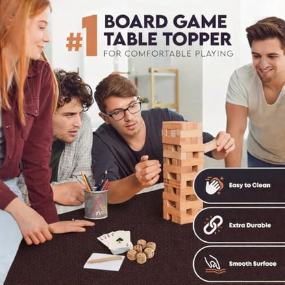 Board Game Mat 35"x35" Designed for 36 in Tables, Mahjong Mat with Carrying Bag, Neoprene Playmat, Table Cover for Board Games, Tile, Poker, RPG and Dominoes (Brown) - color: Brown