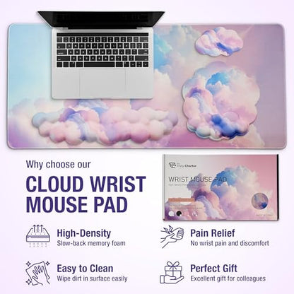 Premium Quality Cloud Wrist Rest Keyboard, Mouse Pad, Wrist Rest Pad, Wrist Rest for Computer Keyboard, Cloud Drink Coaster and Mouse Pad - color: Cloud