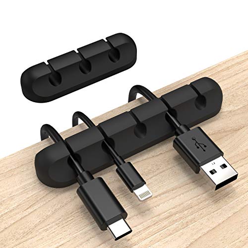 INCHOR Cord Organizer, Cable Clips Cord Holder, Cable Management USB Cable Power Wire Cord Clips, 2 Packs Cable Organizers for Car Home and Office (5, 3 Slots) - color: Black