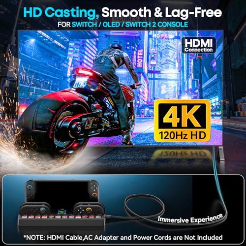 [Switch 2/1/OLED Compatible] Switch 2 Docking Station with Charging Dock, TV Base Dock Replacement Support 4k@120HZ HDMI Output, Seitch 2 Accessories Store 12 Game Cards, Game Boy Advance Games - size: M-Black-Switch 1/2