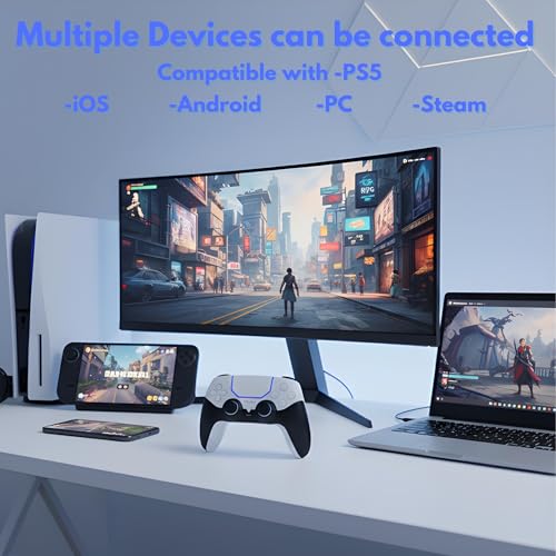 GioMay Pro Wireless Controller Compatible with PS5 – Hall Effect Joysticks, Bluetooth 5.3, Programmable Back Buttons, Dual Vibration, 6-Axis Gyro, Works with PC, Steam, iOS & Android (Gray) - color: Gray