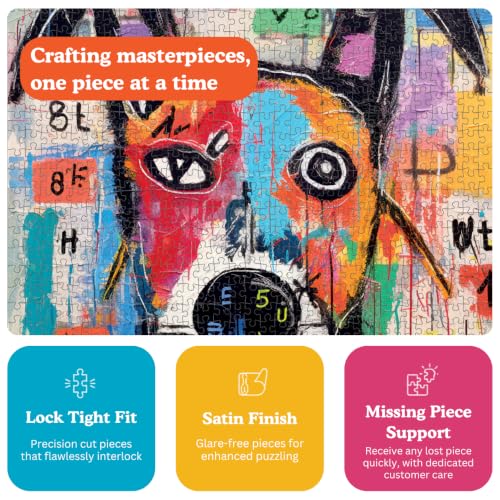 Cross & Glory | Jigsaw Puzzles for Adults | Geometric Dog Dreamscape | Abstract Art | 2mm Thick Pieces | Bonus Reference Poster | Satin Finish | Ages 14+ - color: Geometric Dog Dreamscape