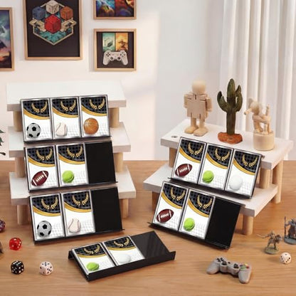 Yalikop 36 Pcs Trading Card Risers for Display Case,Solid | Acrylic Modular Display Risers for Cardshow Vendor Sport Card Board Game - style: Solid