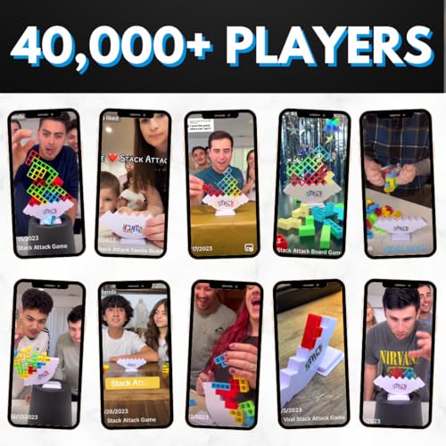 Stack Attack Tower Game for Kids & Adults, Family Balance Stacking Game Set | 48 pieces, 36 challenge cards, balance and stacking gameplay, family game night, gift for kids and adults
