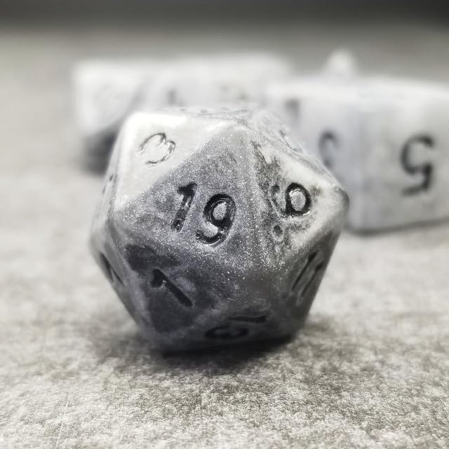 Sage’s Portal Stones DND Dice Set Acrylic Opaque 7-PC Polyhedral DND Dice Set for Dungeons and Dragons D&D Sage’s Cantrips RPG Tabletop TTRPG (Ancient Silver Stone) - color: Ancient Silver Stone