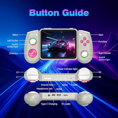 RG43H Pro Retro Handheld Game Console, 4.3 Inch Retro Gaming Console with 4000mAh Battery, RK3562 Opensource Hand Held Games Console, EmuELEC&RGBOX Dual Systems Video Console, HDMI TV Output, Gray - color: Gray