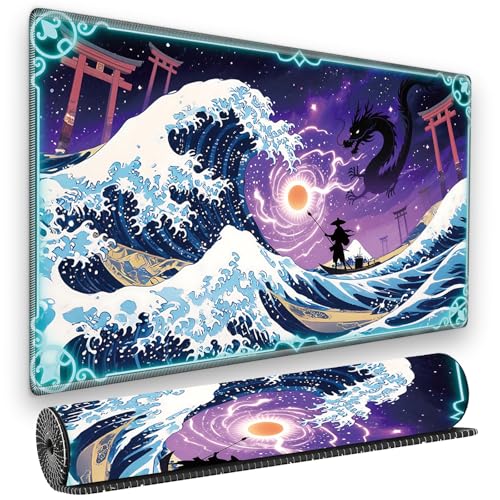 for MTG Playmat, for TCG Play Mat, 24 x 14 inches, Magic Game Card Mat Commander Playmat,Trading Card Inked Game Mat,Battle Game Rubber Non-Slip Mat - Waves - color: Waves
