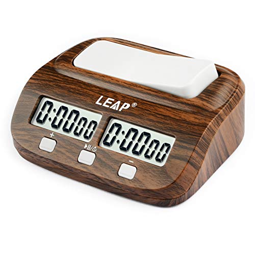 LEAP Chess Clock Digital Chess Timer for Chess Board Game (Official Store) | Professional Time control, Count up/down, Alarm, Energy save, Woodgrain Finish, Timer for 2 Board Games