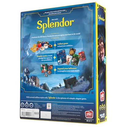 Asmodee Splendor Board Game - Gem Trading & Engine-Building Strategy for Adults & Families, Adult Board Games, Family Fun for Adults, 2-4 Players Ages 10+, 30 Minute Playtime | Build a gem empire, recruit noble patrons, and earn prestige through strategic