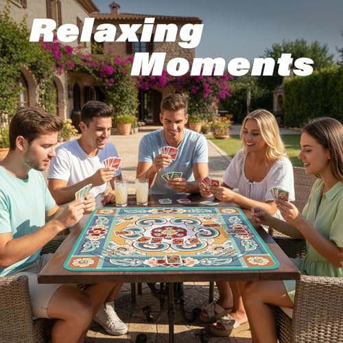 Green Mahjong Mat for Table, American Mahjong Mat with Printed Rules, 31.5x31.5 in, Anti-Slip, Noise-Reducing Table Cover with Carrying Bag for Mahjong, Poker, Dominoes and Card Games - color: Sage Green