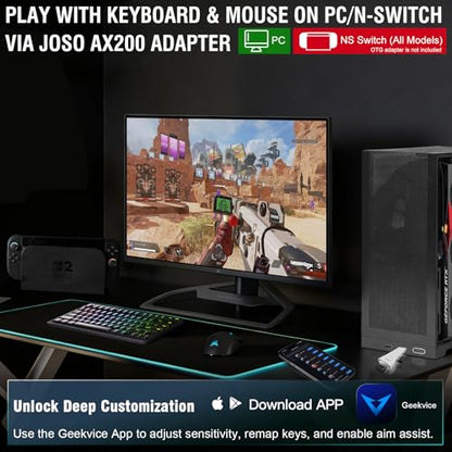 AX200 Keyboard and Mouse Adapter for PC, Keyboard Adapter Compatible with Nintendo Switch & PC, AX200 Converter for Playing FPS/TPS Games, App Customize Recoil, Smart Rocker, Aim Assist, Sensitivity