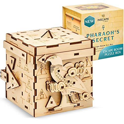 INSCAPE Pharaoh's Secret Puzzle Box for Adults Wooden Escape Room in A Box | Cluebox Brain Teaser With Hidden Compartments - Solve Mind Puzzles And Mechanisms - Ideal Gift For Escape Room Game Fans