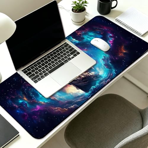 Fantasy Pirate Ship Gaming Desk Mat, Computer Keyboard Large Extended Long Mouse Pad for Office and Home, XL (W01) - color: W01