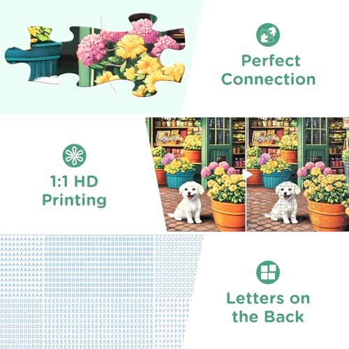 Jigsaw Puzzles for Adults 500 Pieces, Puppy Flower Shop Puzzles 500 Pieces, Challenging Yet Relaxing Jigsaw Puzzle Game for Adults, Glossy Sturdy Vibrant Puzzle Great Gift for Family Friends - style: Flower Shop