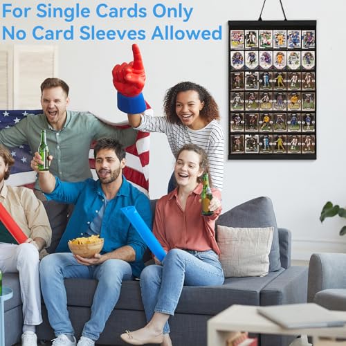 36 Cards Display Case - 35PT Graded Sports Card Frame - with PVC Protection & Clear View for Baseball Football Basketball Trading Card Wall Display, Black - color: Black