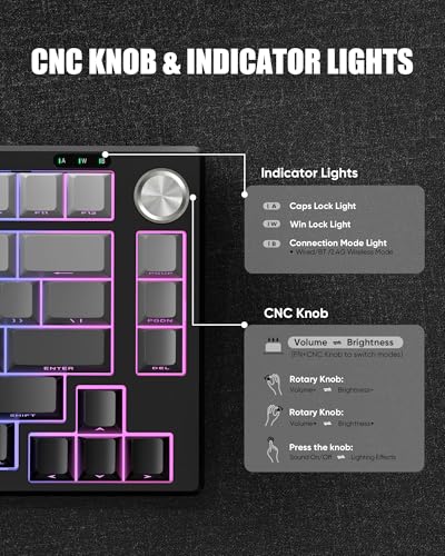RedThunder K75 Wireless Membrane Keyboard & Mouse Combo,75% Side-Engraved Keycaps,Optical Gaming Mouse with 4800DPI,3 Modes(BT/2.4G/Wired),Dual System,RGB Backlit,Rechargeable Battery,Gradient Gray - color: Gray Gradient