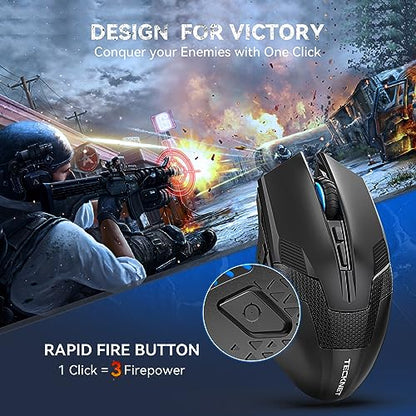 TECKNET Wireless Mouse-USB Ergonomic Optical Cordless Mouse with 8 Buttons,12-Month Battery Life,4800 DPI Optical Tracking,High-Precision 5 Adjustable DPI for PC/Mac/Laptop