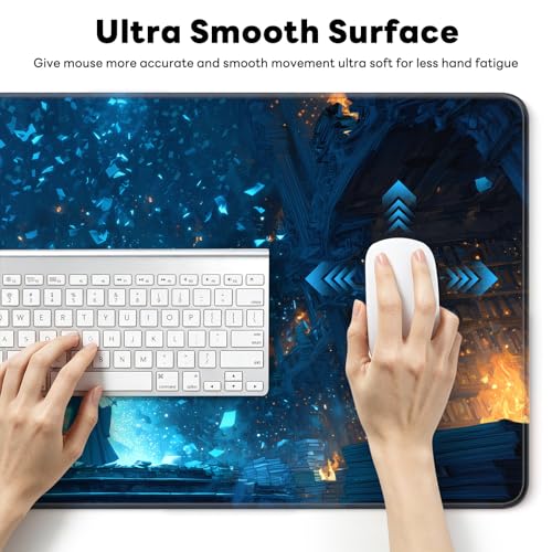 Large Gaming Mouse Pad, XL Desk Protector, Non-Slip Base | 31.5x15.7 in Extended Desk Mat with Stitched Edges for Keyboard, Work, Game, Office, Home PC and Laptop - color: Magic Library