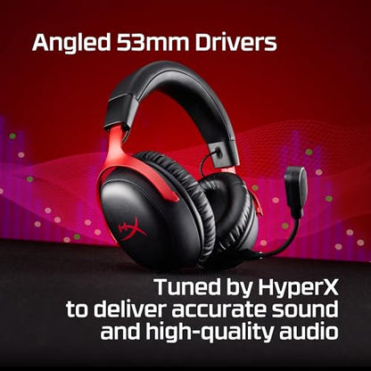 HyperX Cloud III S – Wireless Gaming Headset for Multi-Platform, 2.4GHz, Bluetooth, Battery Life up to 120 Hours 2.4GHz / 200 Hours Bluetooth, 53mm Angled Drivers, Detachable Mic – Black - color: Black