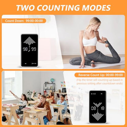 GuDoQi Digital Hourglass Timer, 1-99 Mins Adjustable Magnetic Rechargeable Digital Countdown ADHD Timer, Mute/Low Volume/High Low Volume Modes for Work, Study, Back to School, Kitch, White - color: White