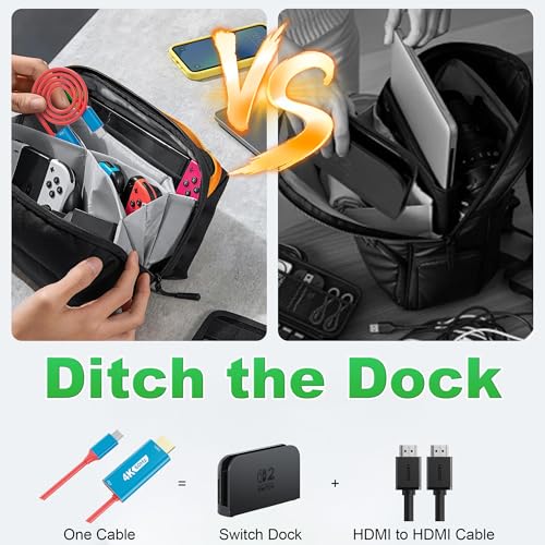 Switch 2 TV Adapter Docking Station, 4K@60Hz 18 Gbps USB C to HDMI 2.0 Adapter for TV/Monitor, 6.6ft 100W PD Play While Charging, Portable Travel TV Cable for Nintendo Switch 1 and 2/Steam Deck/OLED