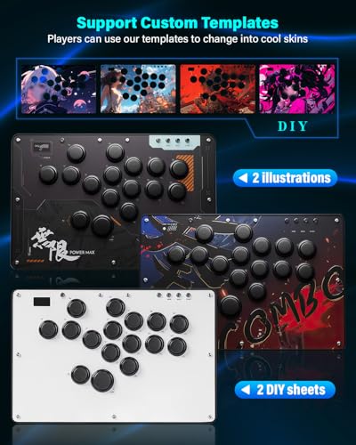 JZW-Shop Haute42 Arcade Stick U16, All-Button Arcade Controller for Switch, PC, PS4, PS3, Steam Deck, Arcade Fight Stick with Turbo & Custom RGB, Supports Hot-Swap & SOCD (U16)