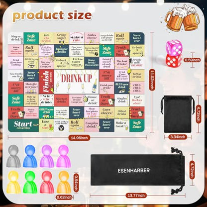 ESENHARBER Drinking Board Games, Drinking Games for Adults, Party Adult Game for Game Night, Age 21+, 2-8 Players - color: Green